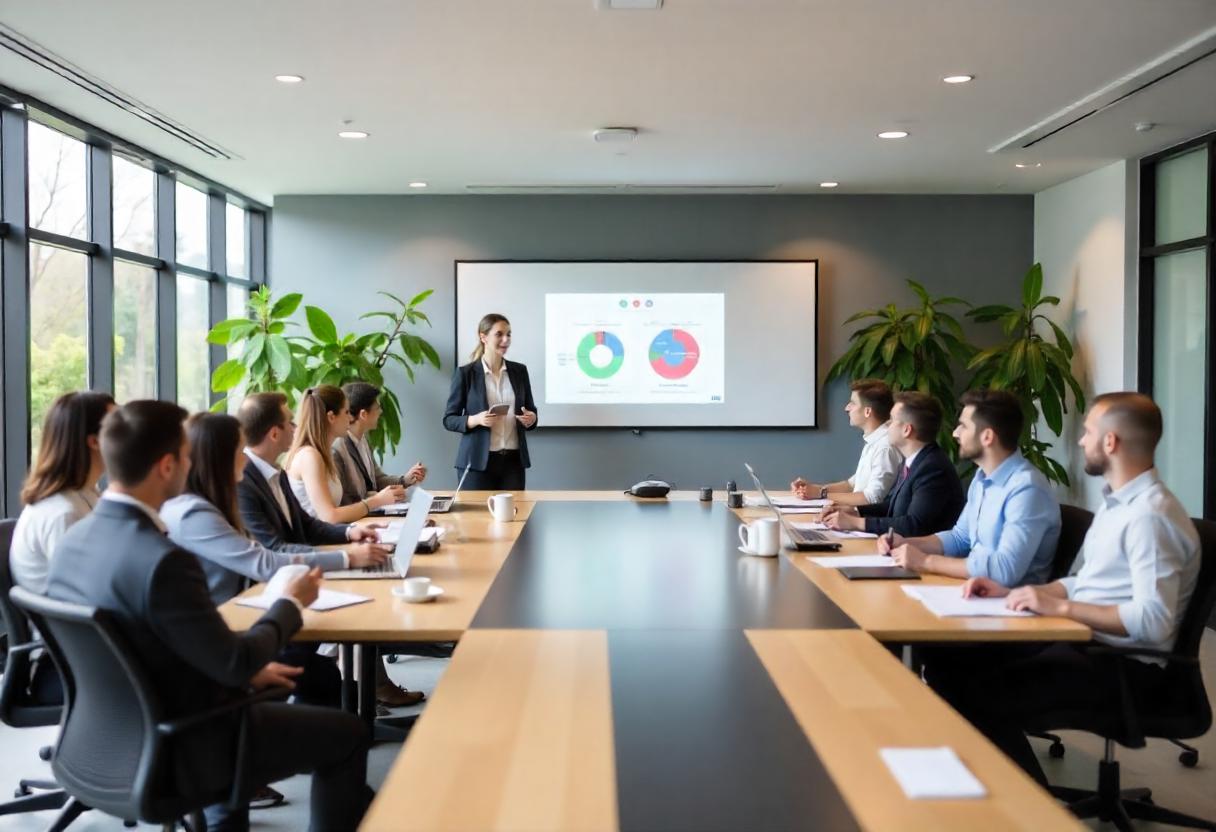 Business meeting using a wireless video conference system